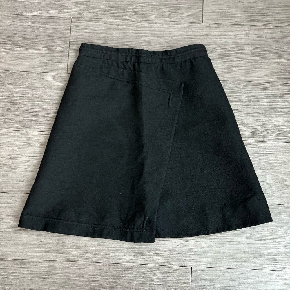 Carven Asymmetrical Black A-Line Mini Skirt Wool Blend Designer Size XS
